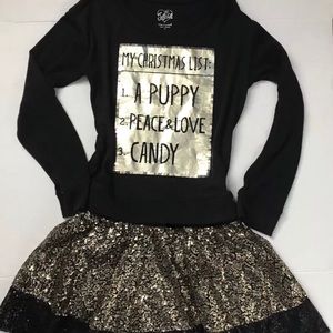Justice Christmas sequin skirt set 10